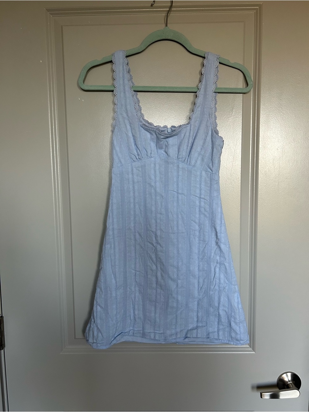 Light Blue Lace-Trim mini Dress Dee Elly